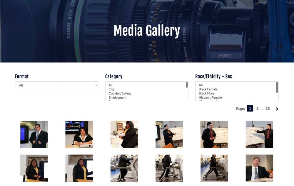 Screenshot of the UConn Rudd Center's Media Gallery showing respectful imagery of people with high body weight