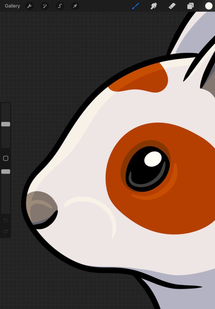 Screenshot of part of a digital art of a red and white giant flying squirrel