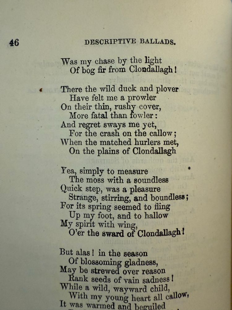 Simply to measure 
The moss with a soundless 
Quick step, was a pleasure 
Strange, stirring, and boundless.

From book of Irish ballads