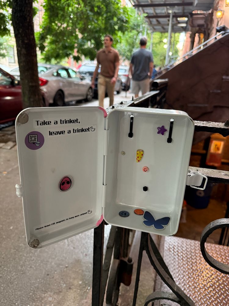 Take a trinket, leave a trinket (left bluesky sticker)