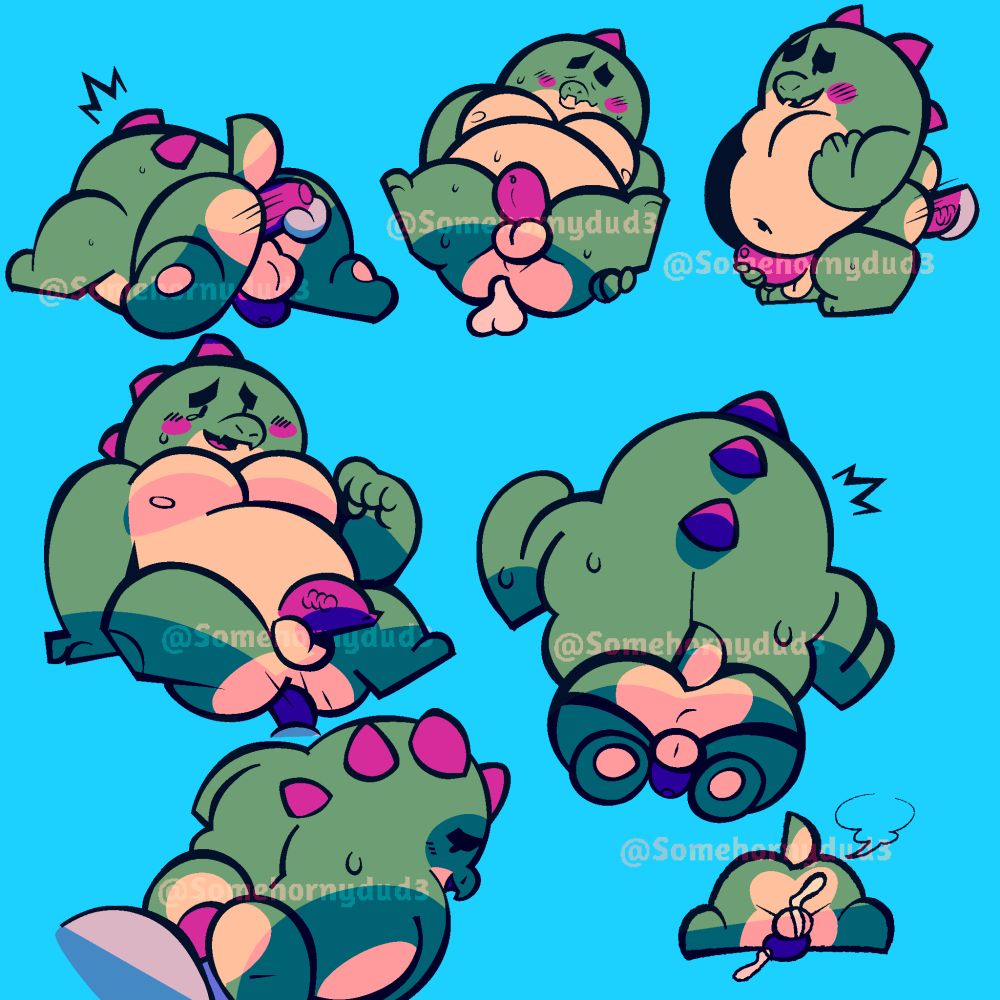 #brawlstarsnsfw #buzz a full image of several Buzz in different bottom poses, in some of them is getting fucked by a disembodied Mr.P's cock.