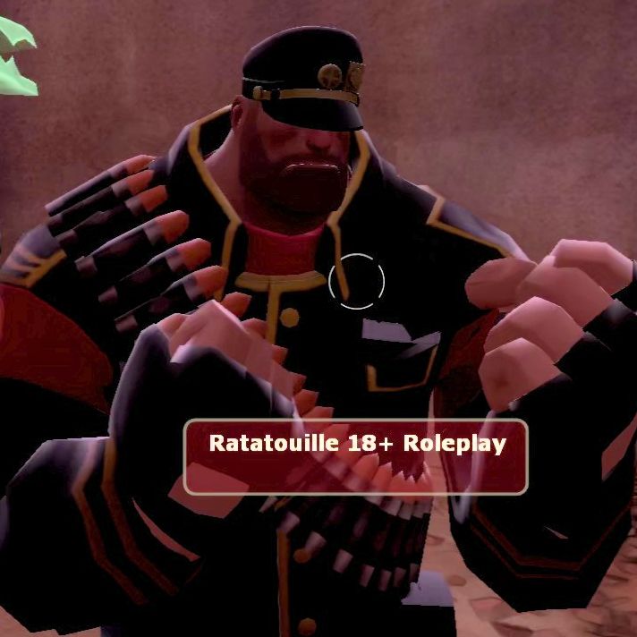 screenshot of a red heavy in team fortress 2 named "Ratatouille 18+ Roleplay"