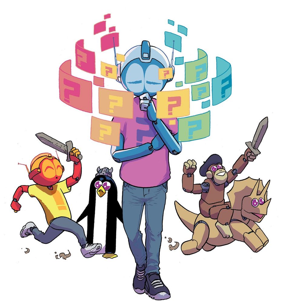 Neill Cameron art of the characters from Mega Robo Bros. 