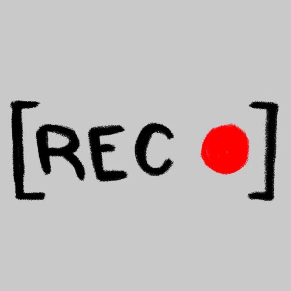 the word rec is written in black with a red circle