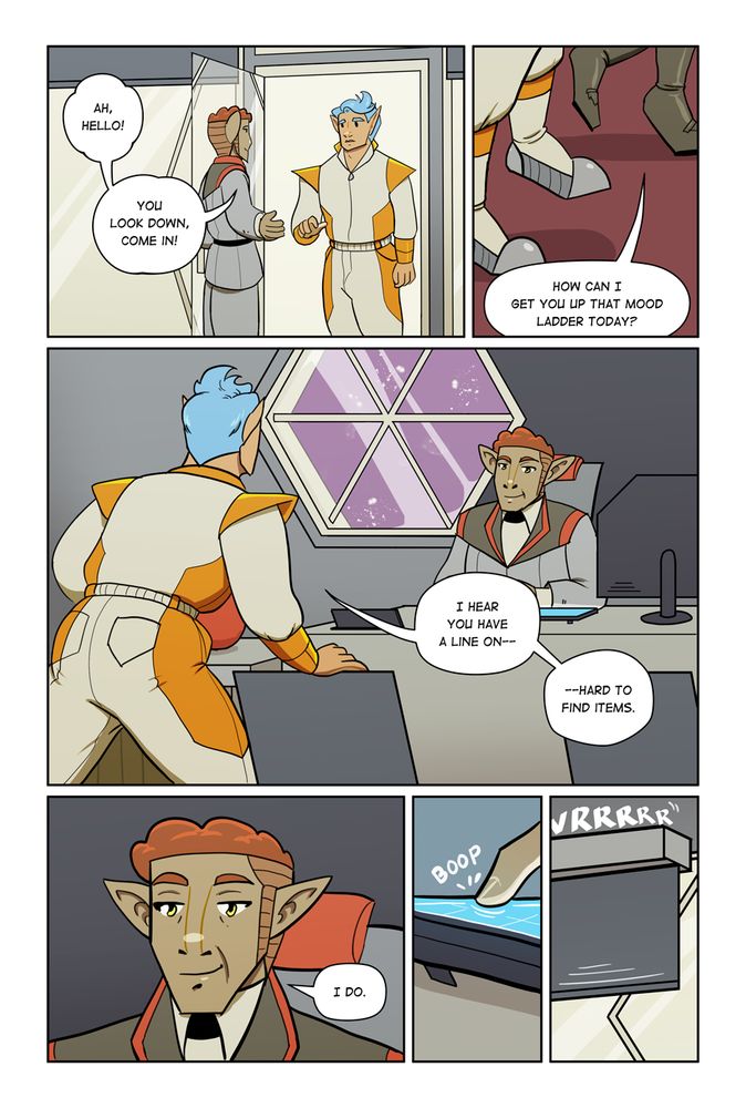 Comic page where a worker approaches a manager for a favor.