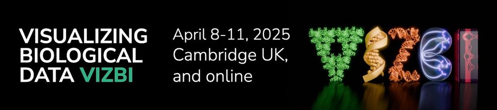 Flyer for the VIZBI conference giving the dates as April 8-11, 2025 and the locations as Cambridge, UK and online.
