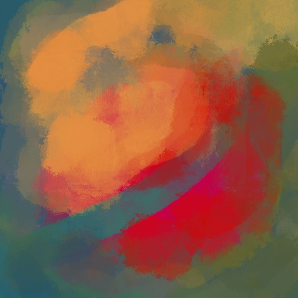 Abstract art. Smears of oranges and greens.
