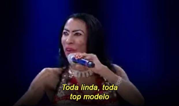 Inês Brasil dizendo 'toda linda, toda top modelo'