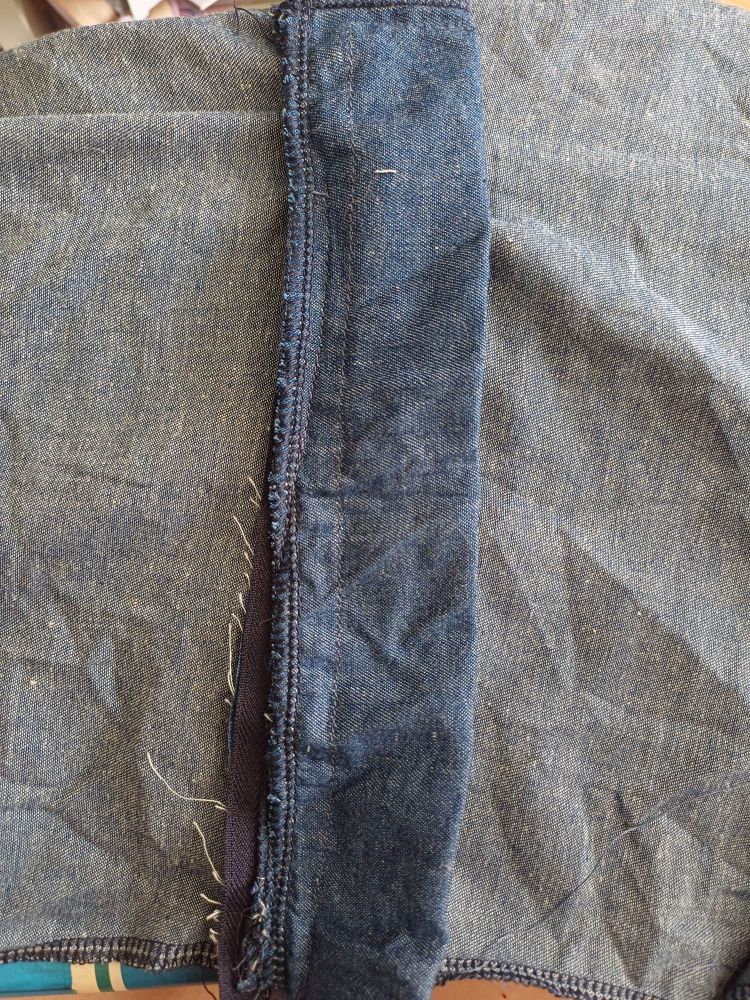 Back of the inside front of attempted fly zipper fastening