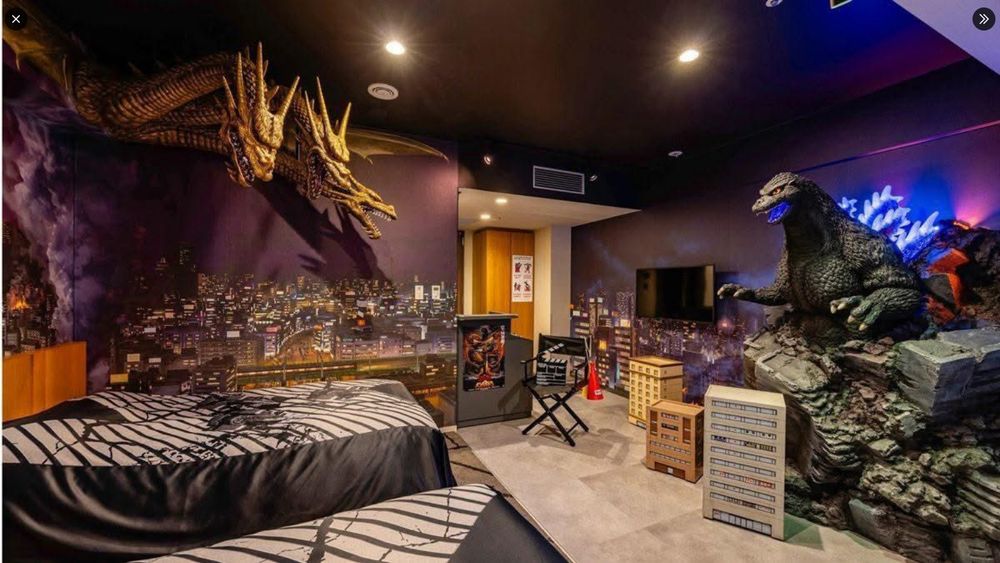 The Godzilla vs King Ghidorah room in Shinjuku City.