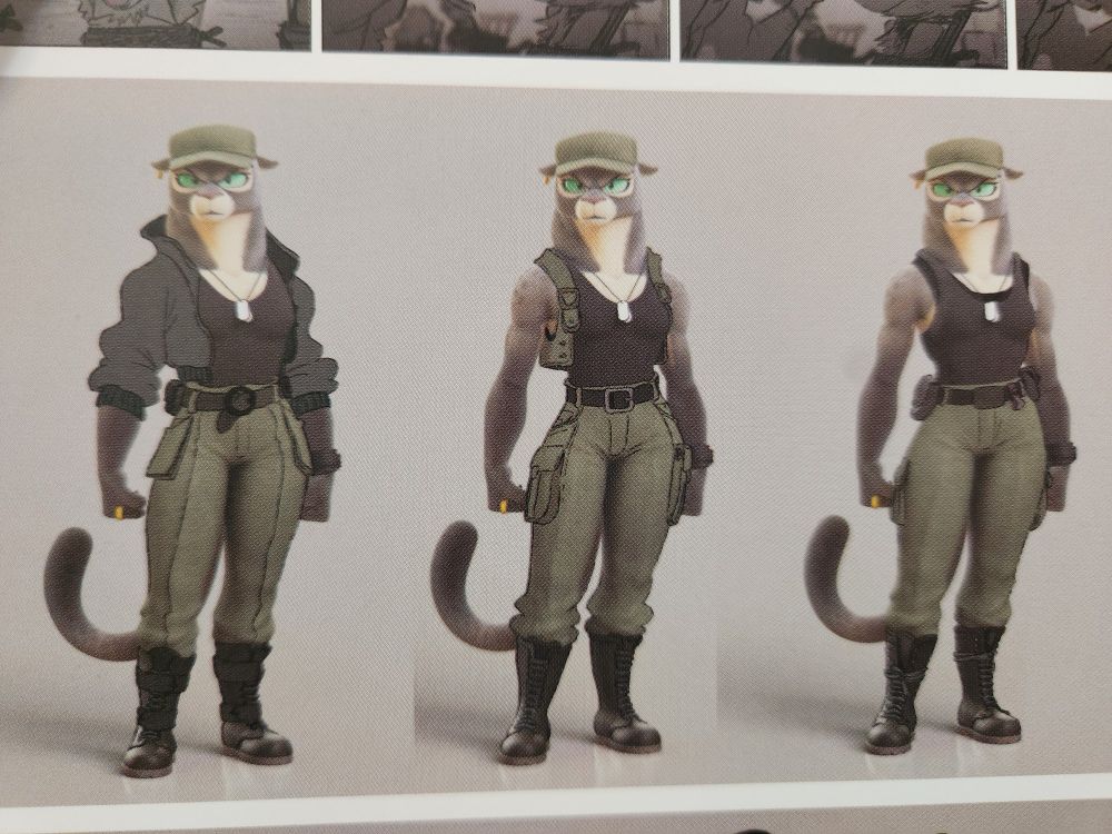 Page of Kitty Kat concept art from the Bad Guys 2 art book
