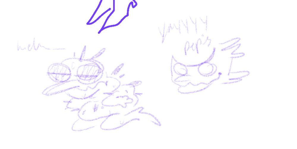 Two shitty sketches.

The first is a baby spamton that resembles a baby pigeon. he’s a sopping wet beast with his dark eyes completely shut. he chirps and says “weh”

the second is a riff off a picture from 4chan of a koi fish getting pellets while underwater, making its head appear dented, going ‘yaay pelleds’. it’s just a simple spamton going ‘yayyy pepis’ instead