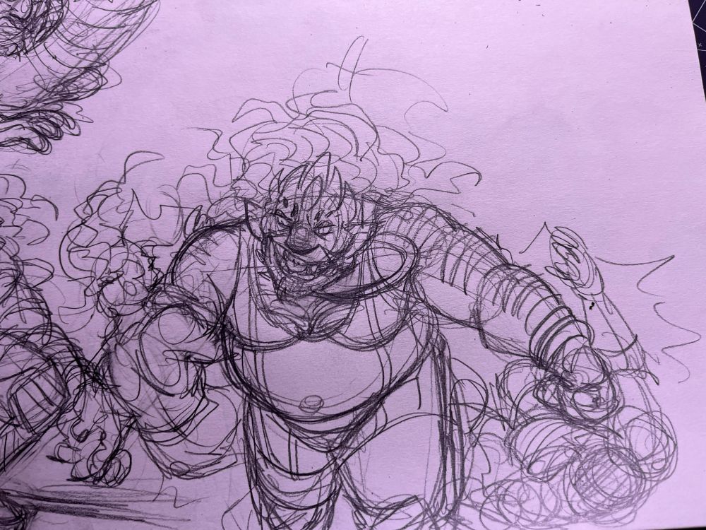 Graz nails two guys with a double flying clothesline, gold chain swinging.