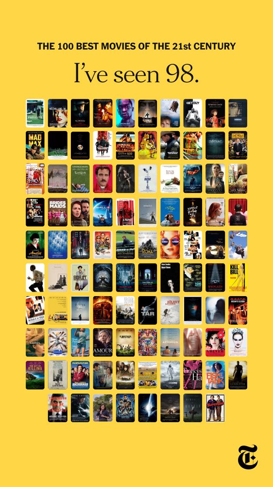 mosaico de posters de filmes sob fundo amarelo