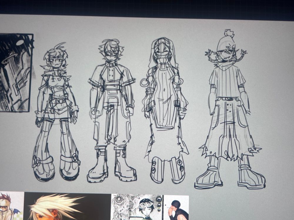 Four designs for characters on my one shot.