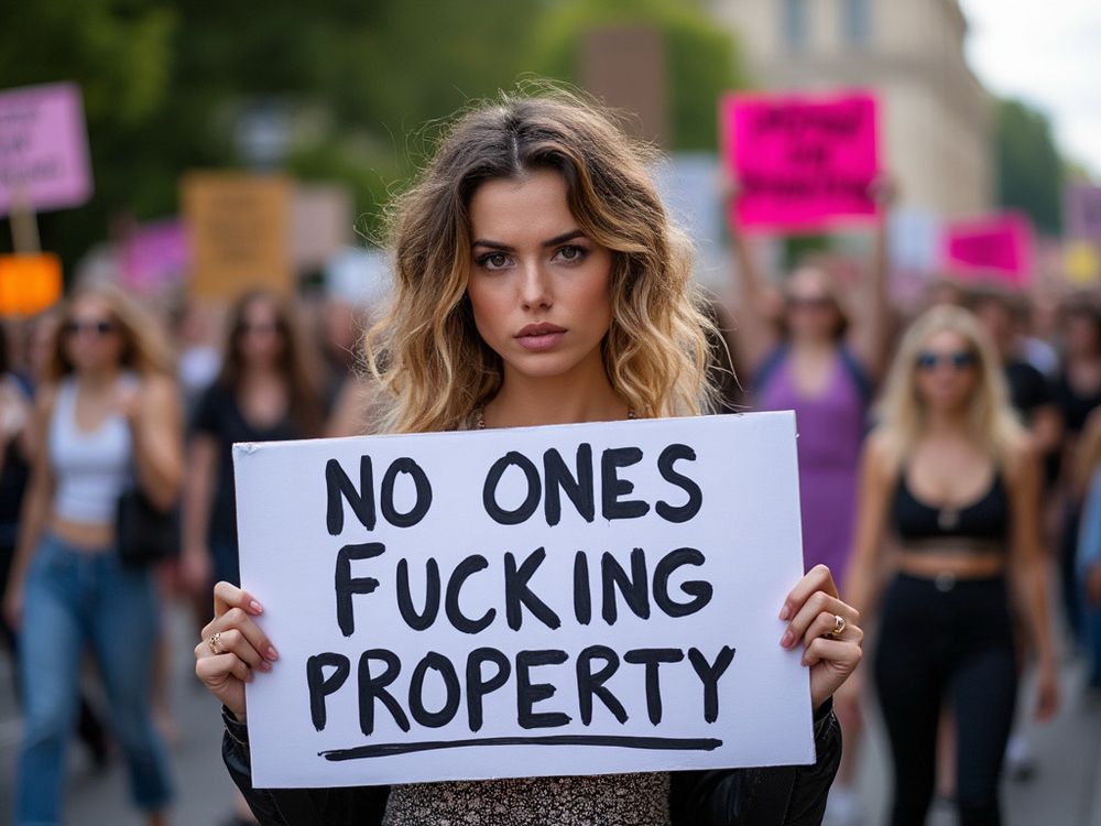 Protest sign no ones fing property 