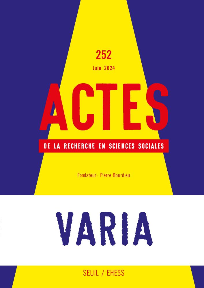 Couverture du numéro "Varia" de la revue Actes de la recherche en sciences sociales.