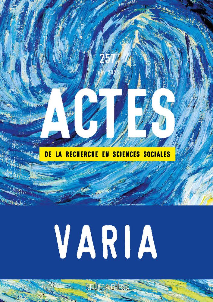 Couverture du numéro Varia d'ARSS (détail d'une peinture de Van Gogh dominé par des tons bleus, avec un bandeau bleu "Varia").