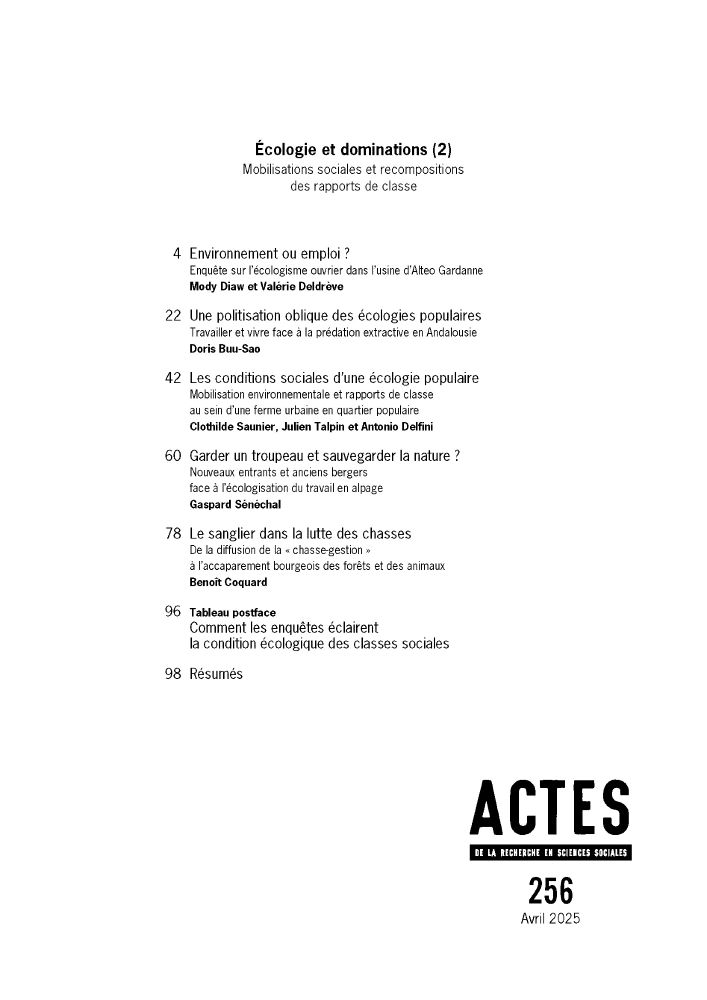 Sommaire du numéro, disponible en ligne ici : https://shs-cairn-info.accesdistant.bu.univ-paris8.fr/revue-actes-de-la-recherche-en-sciences-sociales-2025-1?lang=fr