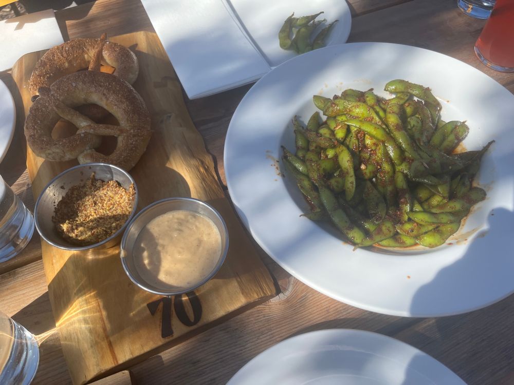 Edamame and pretzels 