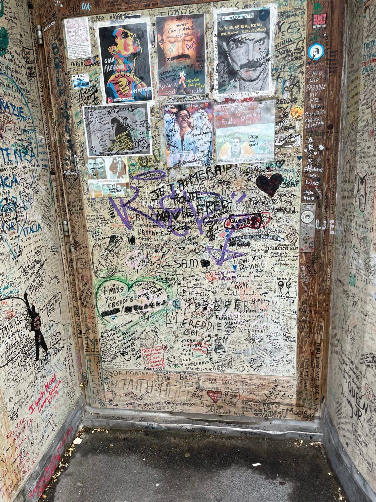 Queen tribute wall covered in writing in Montreux 