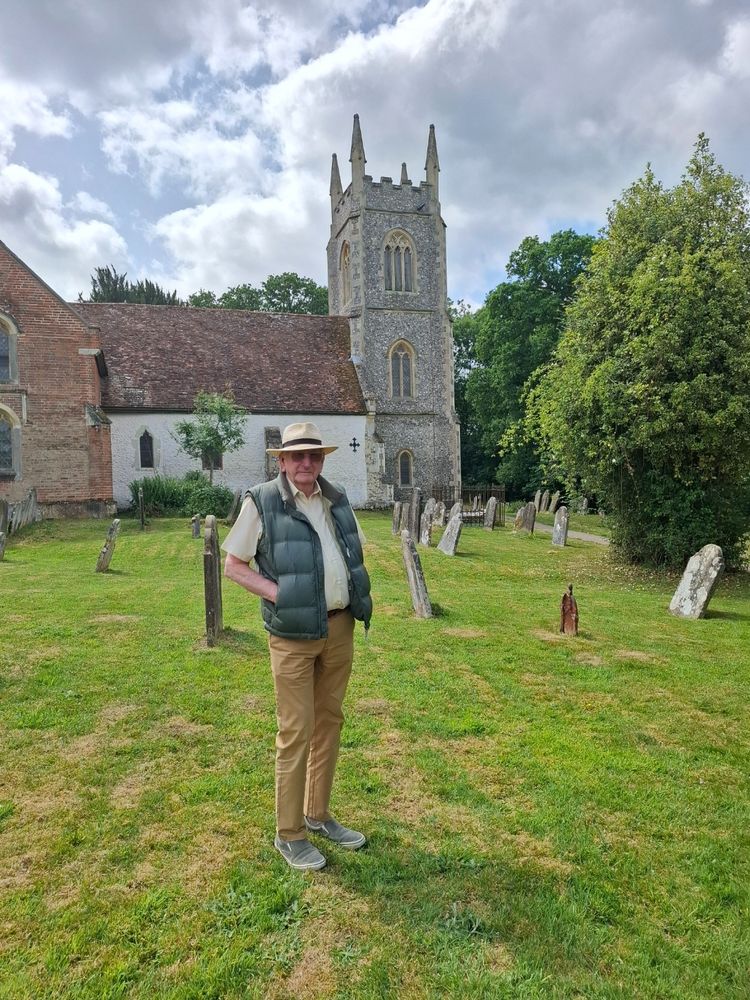 Tony outside the church