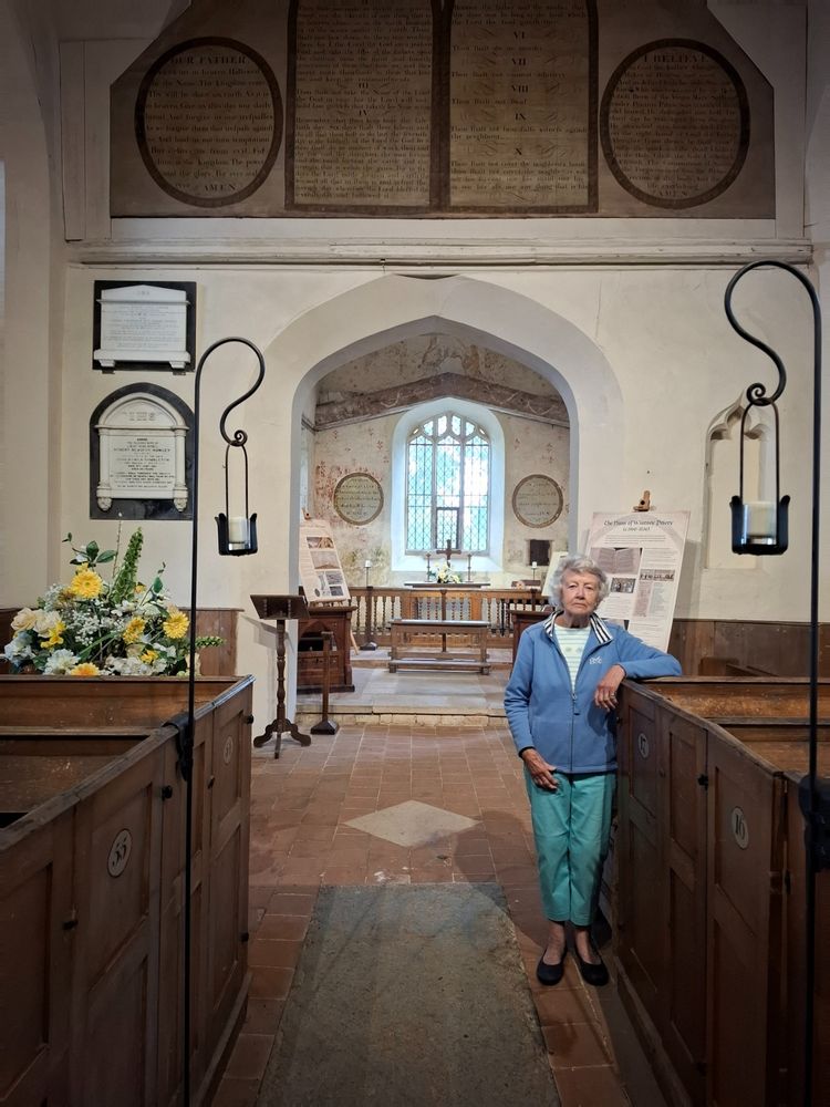 Lindsay inside the church