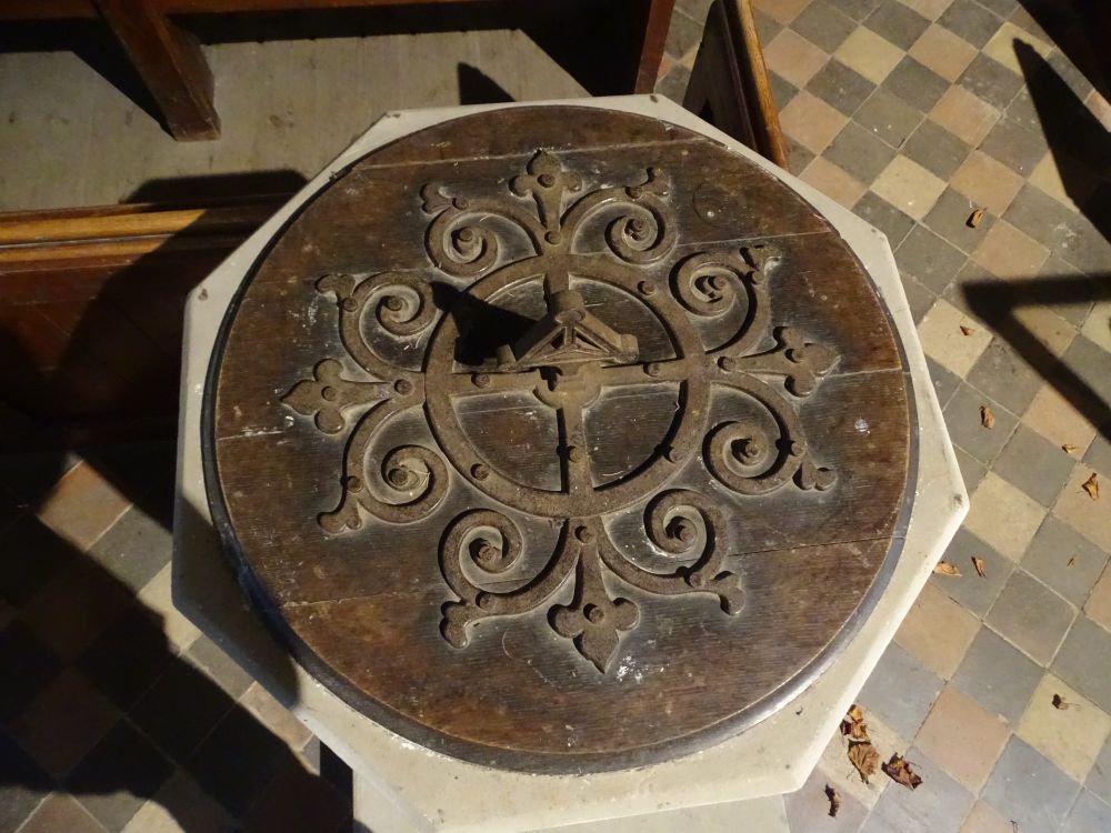 Wooden font cover with wrought iron detail at St. Mary's (c)  Maria Luisa Latorre