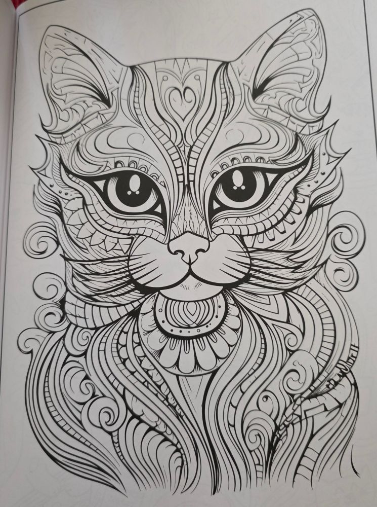 Highly detailed linework of a cat. The linework is vague in spots with stray lines, and there's a marking in the lower right that looks like a signature but is illegible. This is typical of AI art that has been trained on art with signatures. 