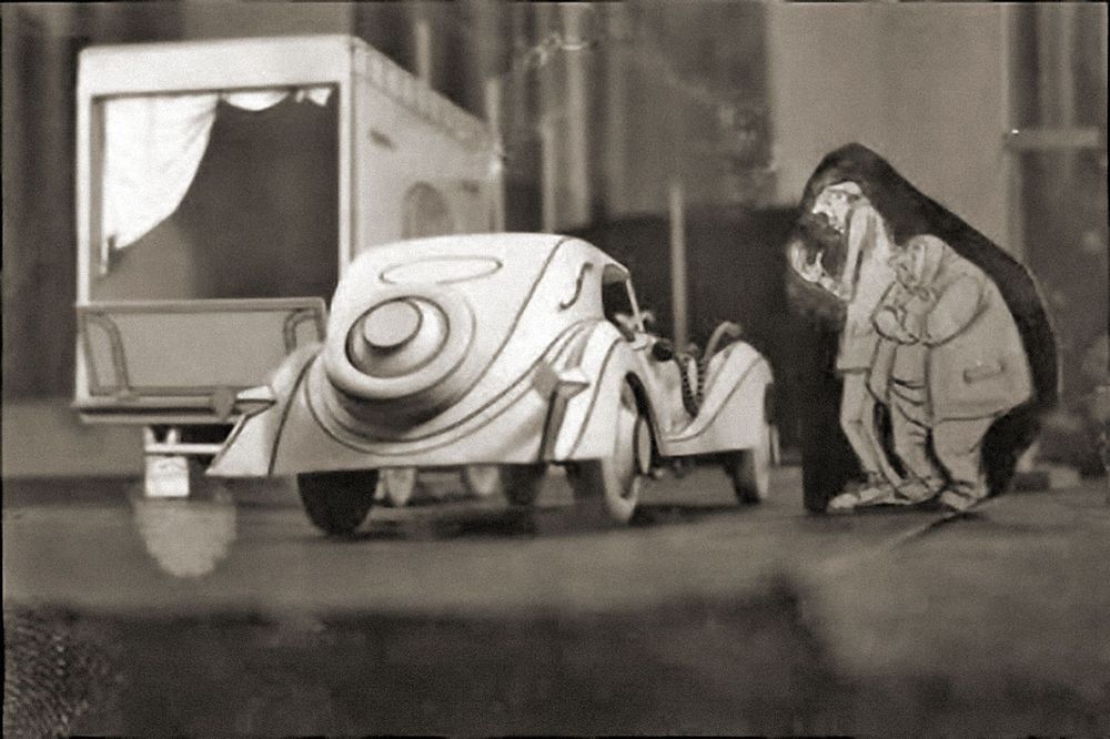 Example of a staged shot using toy cars