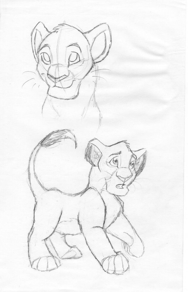 Mechanical pencil drawings of Simba, looks like maybe circa 2001/2002