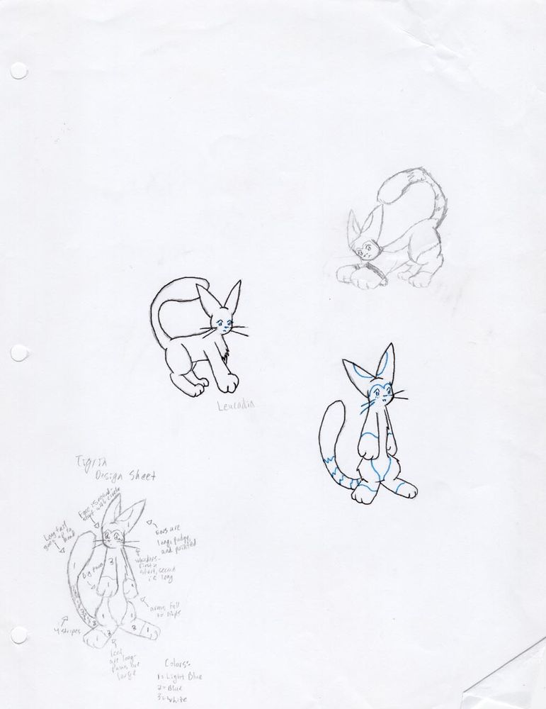 Some drawings of Tigrin and other furrecats (espicats at the time)