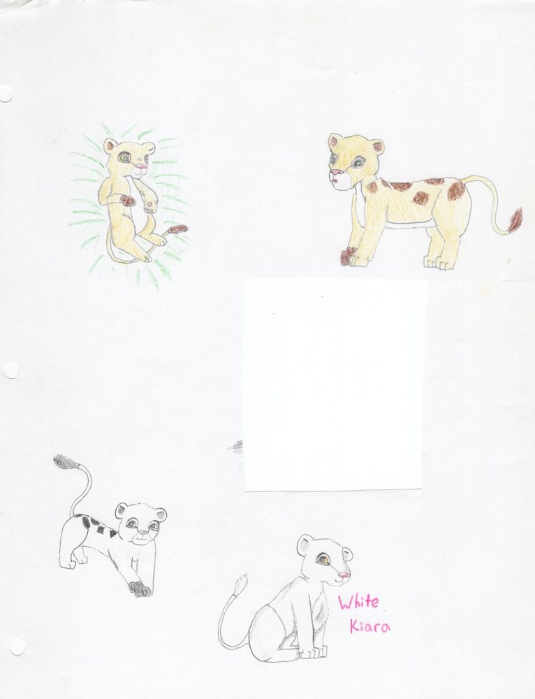 Some more Takua drawings and a random white lioness labeled "White Kiara" that I am wondering if it was a request or trade with someone