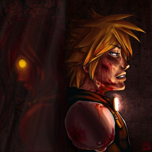 Sora from Kingdom Hearts 2 next to a mirror