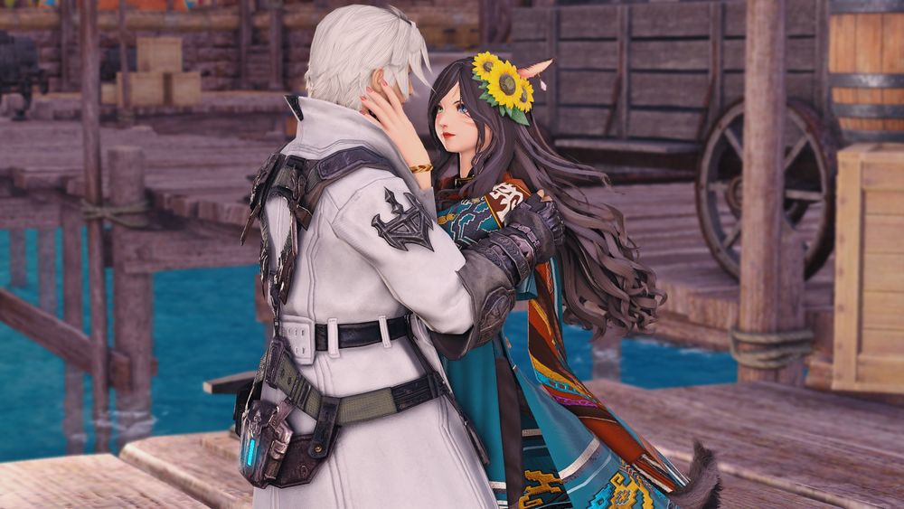 M'ahina and Thancred looking into each other's eyes