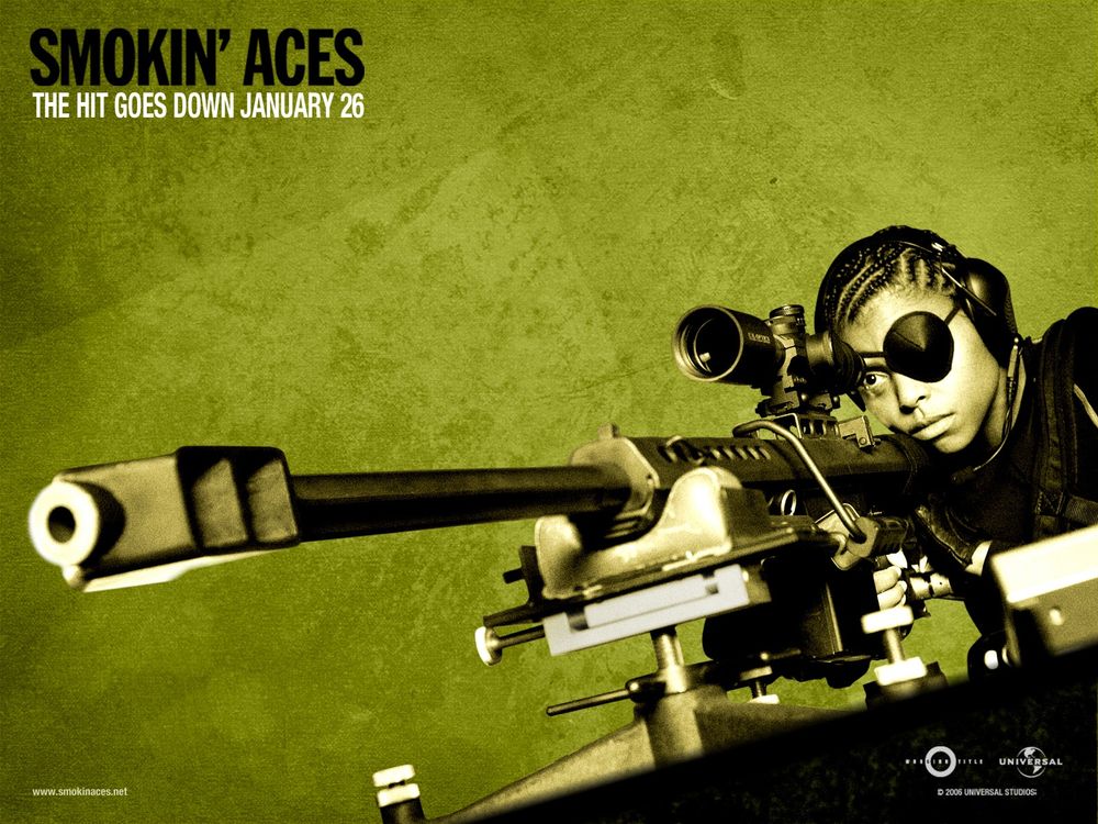 A promo image for the film "Smokin' Aces" featuring Sharice Watters.