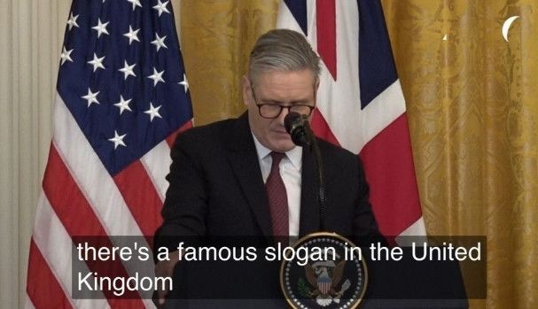 Kier Starmer saying "there's a famous slogan in the United Kingdom"
