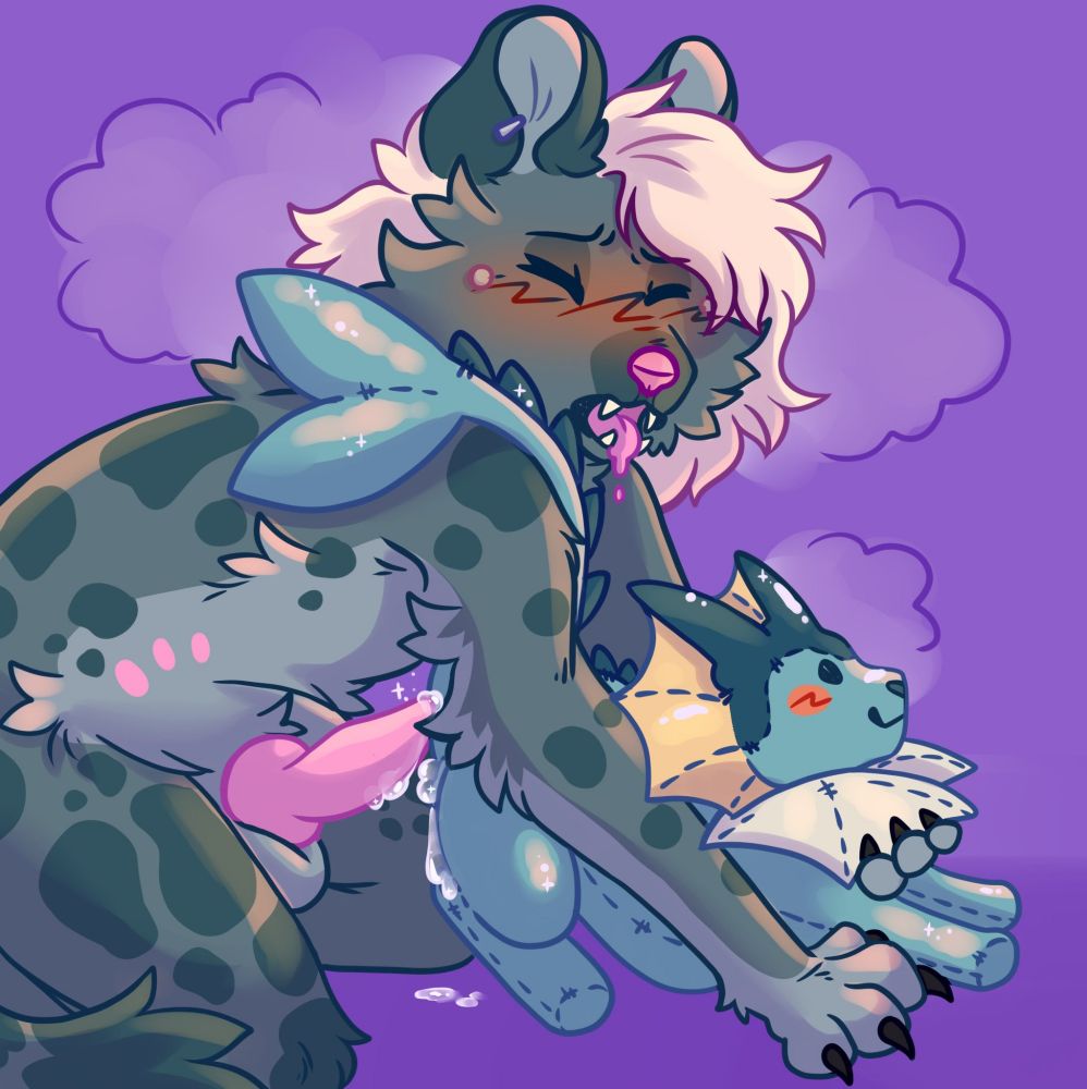 My hyena cumming in a vaporeon plushy