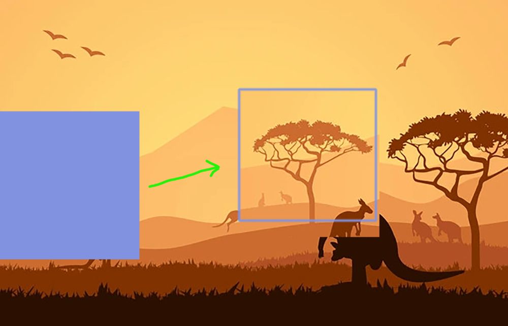 A demonstration that an image from one part of the illustration has been pasted into another part, resulting in a pair of images where only one was before.