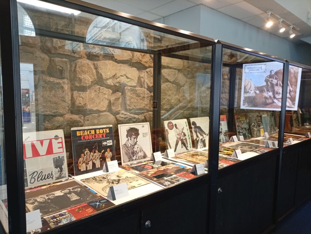 Rory Gallagher's personal record collection on display in Cork City Library, Ireland.