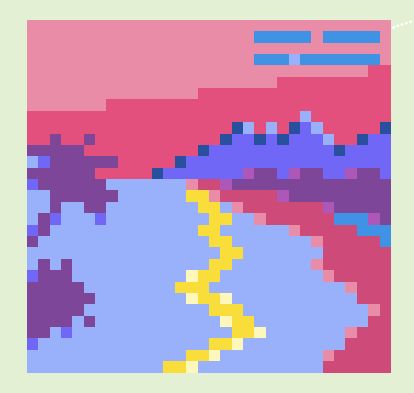 A 32x32 version of Makoto Matsushita's "First Light" album cover, made in Wplace