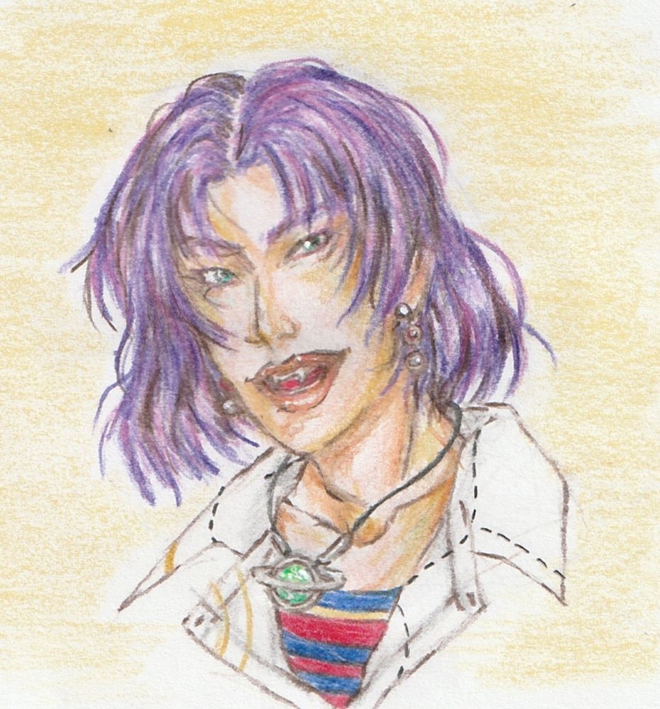 Portrait of Murr Hart from Promise of Wizard drawn in colored pencil