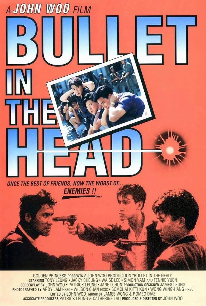 One sheet poster for Bullet in the Head, featuring Tony Leung, Jackie Cheung and Waise Lee in a two way Mexican standoff