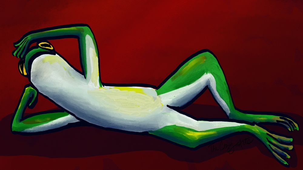 A frog poses seductively