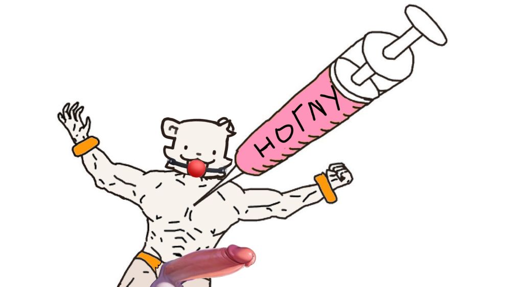 it's almost the same picture than before but now with horny serum and his cock out