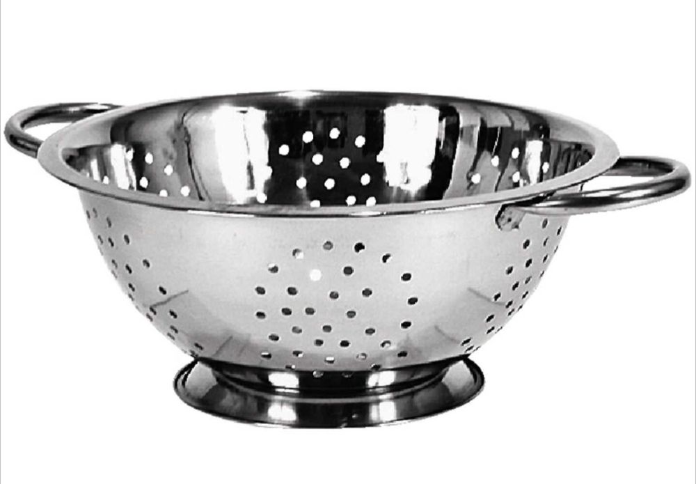 A metal colander which is full of big fucking holes 