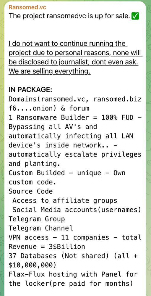 Screenshot Telegram post
