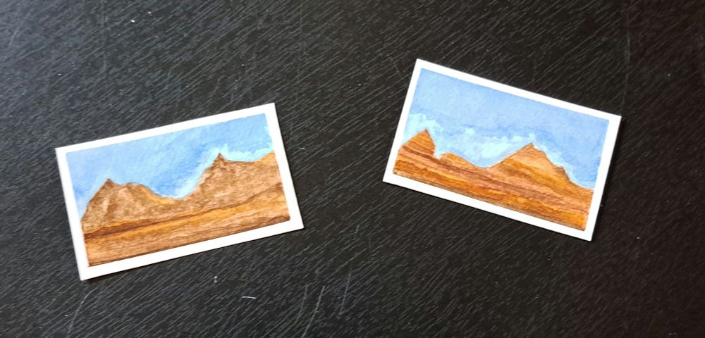 Two tiny (mini minis) Grand Canyon inspired watercolor paintings