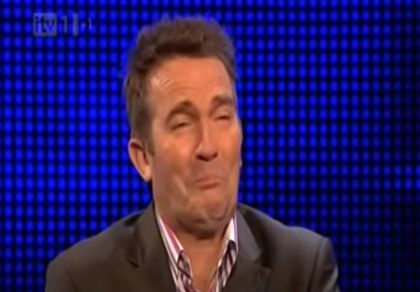 Bradley Walsh struggling to keep a straight face.