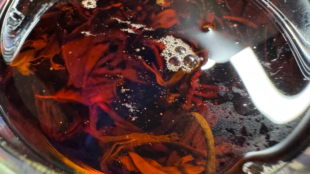 Syrupy bog of brewed tea